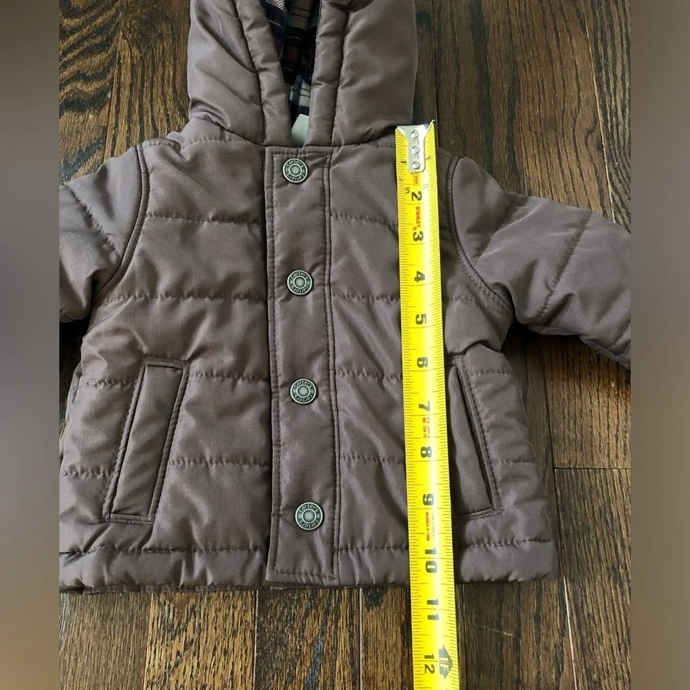 *NWOT* Carter’s 3-6M Brown Quilted Puffer Jacket Snap Buttons w/Pockets & Hood